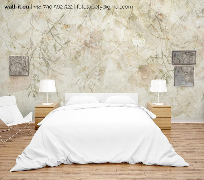 Szary lub ciepły beton z liscmi GD67 wabi sabi loft style