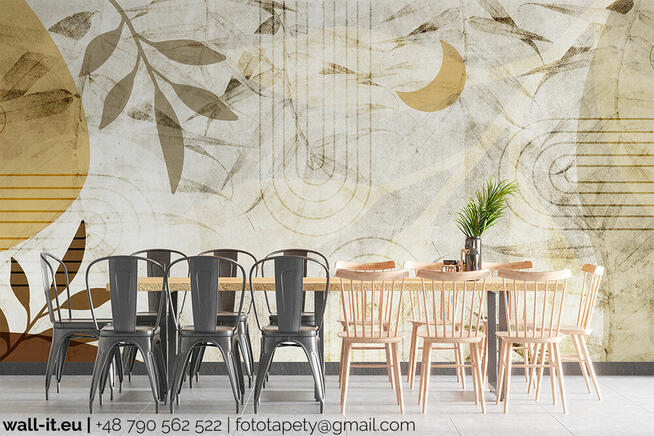 Szary lub ciepły beton z liscmi GD67 wabi sabi loft style