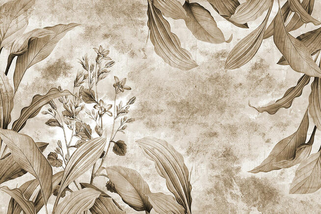 Szary lub ciepły beton z liscmi GD67 wabi sabi loft style