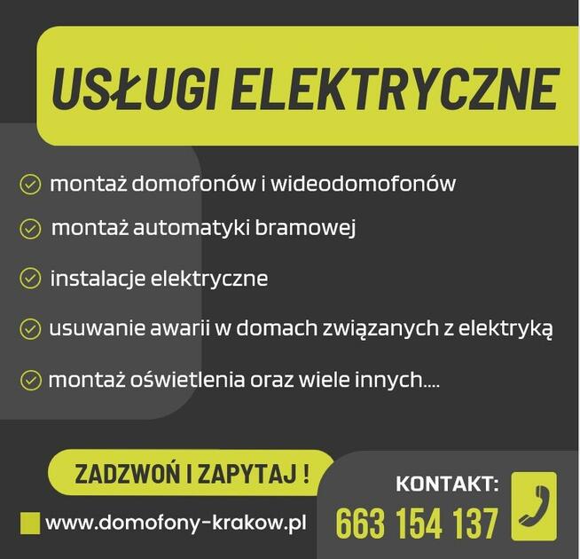 Elektryk Kraków domofony bramy instalacje oświetlenie