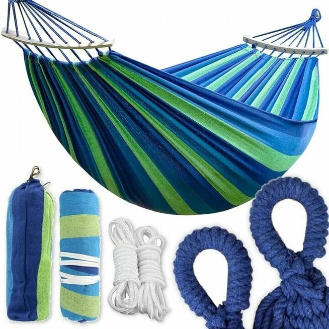 Duży HAMAK ogrodowy XXXL WZMOCNIONY + TORBA 2 kolory