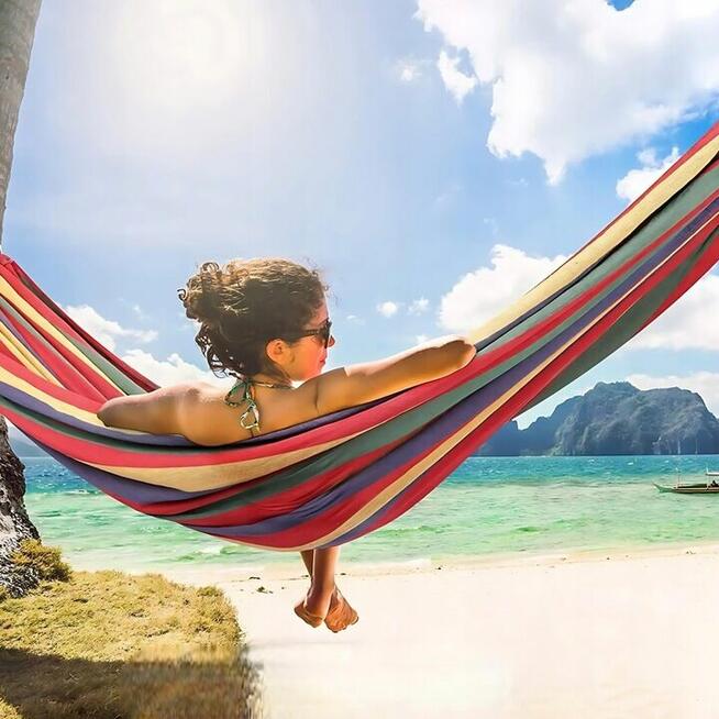 Duży HAMAK ogrodowy XXXL WZMOCNIONY + TORBA 2 kolory