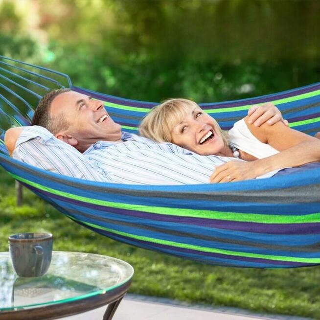 Duży HAMAK ogrodowy XXXL WZMOCNIONY + TORBA 2 kolory