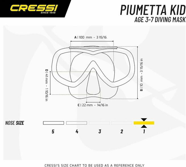 MASKA DO NURKOWANIA DZIECIĘCA CRESSI PIUMETTA M 3-6 lat