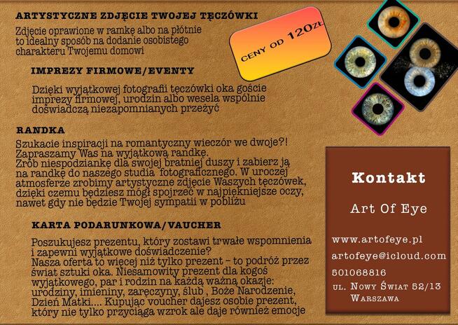 Artystyczna fotografia tęczówki, Galeria, Randka, Ewenty