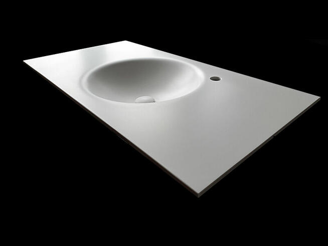 Umywalka okrągła wyginana z blatu kompozytowego na wymiar