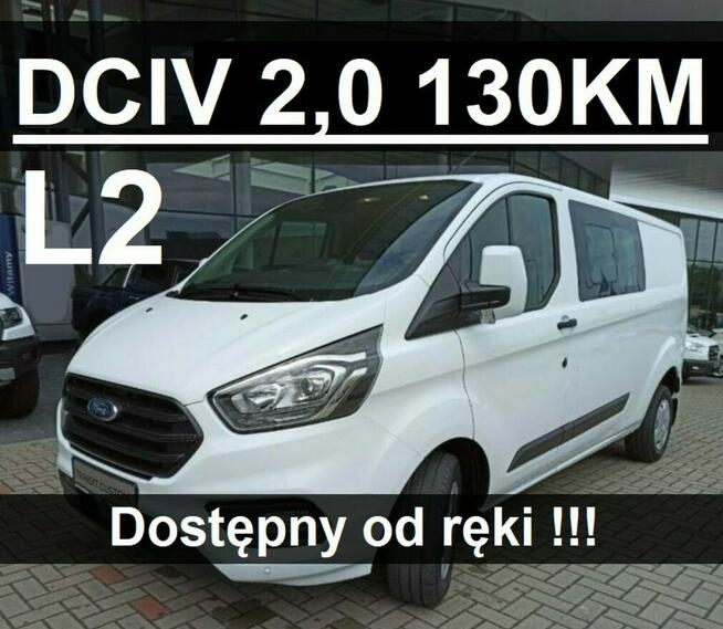 Ford Transit Custom L2 DCIV Brygadowy 6-os. 130KM Czujniki Park. Dostępny od ręki 2181zł