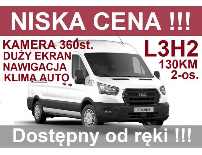 Ford Transit 2-os L3H2 130KM Kamera 360st.Navi Super Cena ! Dostępny od ręki 1929zł