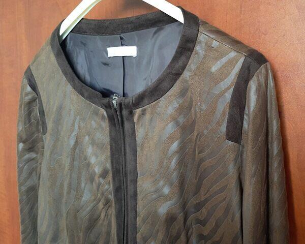 Żakiet brązowy, zamsz, suwak, długi rękaw, rozm. M/L