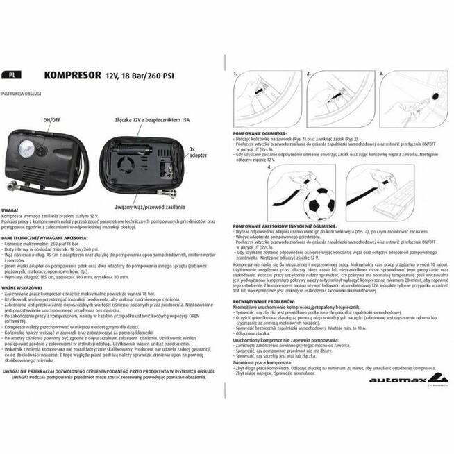 POMPKA ELEKTRYCZNA DO KÓŁ KOMPRESOR 7212