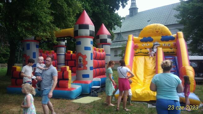 Zjeżdżalnia dmuchana, zamek, wata cukrowa , popcorn