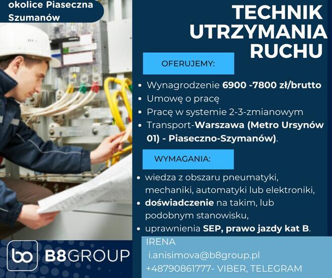 Elektromechanik -TUR * UMOWA O PRACĘ * 7200-7800 zł