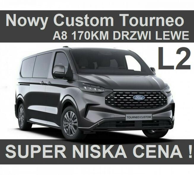 Ford Tourneo Custom Nowy Titanium A8 170KM 8-osob. Pakiet mobilne biuro Niska Cena 3073zł