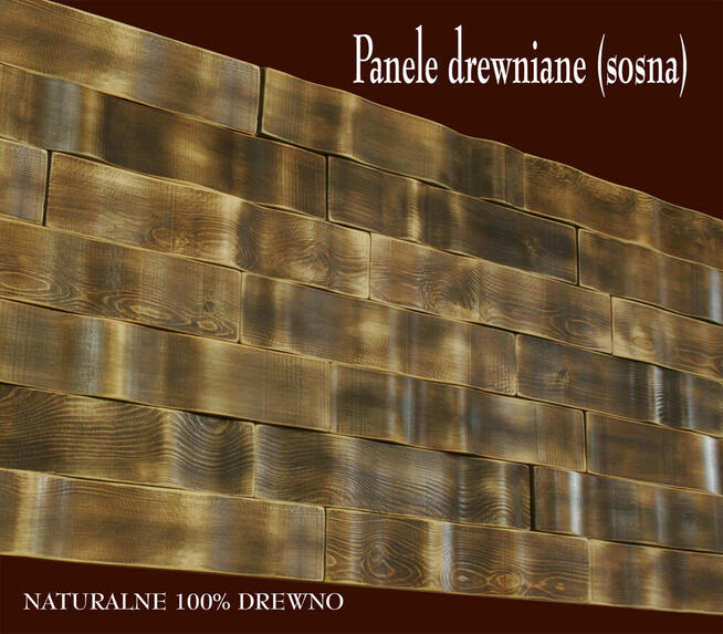 Listwy, drewniane panele na ścianę. Naturalne drewno sosna.