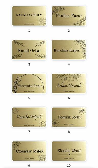 Winetki etykiety na ślub srebrne złote premium