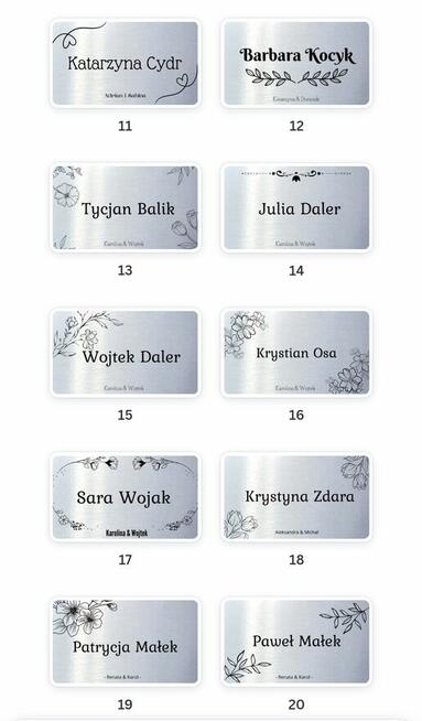 Winetki etykiety na ślub srebrne złote premium