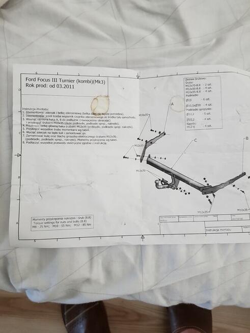 Nowy hak holowniczy do Ford Focus Kombi MK 3
