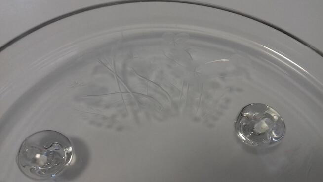 Patera szklana okrągła ze szlifem, Vintage