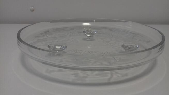 Patera szklana okrągła ze szlifem, Vintage