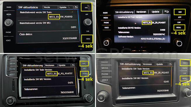 Mapa 2026 Volkswagen Seat Skoda VW MST2 Passat Golf Leon