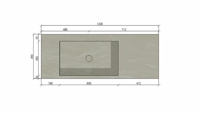 Blat łazienkowy ze zintegrowaną umywalką wykonaną na zamówie