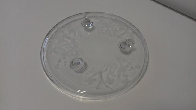 Patera szklana okrągła ze szlifem, Vintage