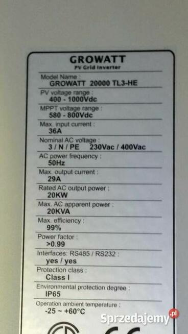 Inwerter sieciowy GROWATT 20000-TL3-HE