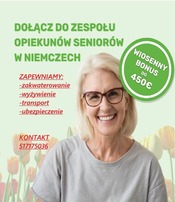 PRACA - opiekun osoby starszej -NIEMCY-bez języka -OD ZARAZ.