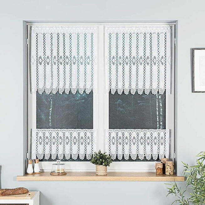 Zazdrostki żakardowe, firany do kuchni, krótka firana
