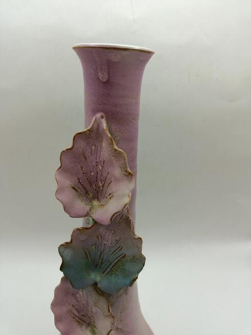 Wazon artystyczny wysoki nakładane liście