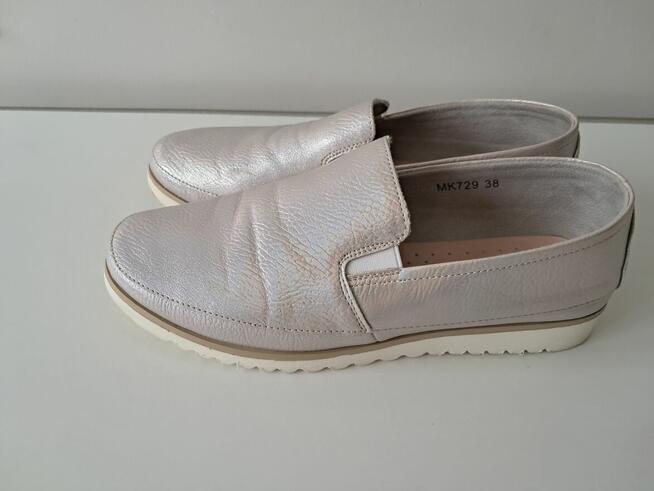 Buty damskie - półbuty srebrne „Sergio Leone”