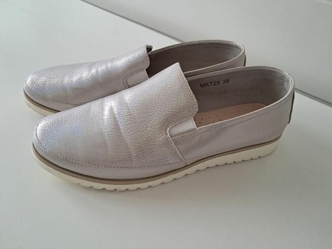 Buty damskie - półbuty srebrne „Sergio Leone”