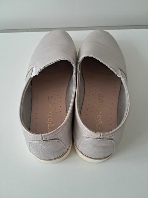 Buty damskie - półbuty srebrne „Sergio Leone”