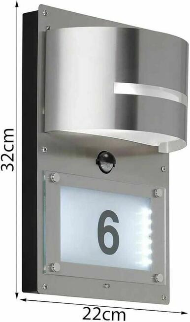 Lampa LED natynkowa na dom budynek numer Lampka Srebrna