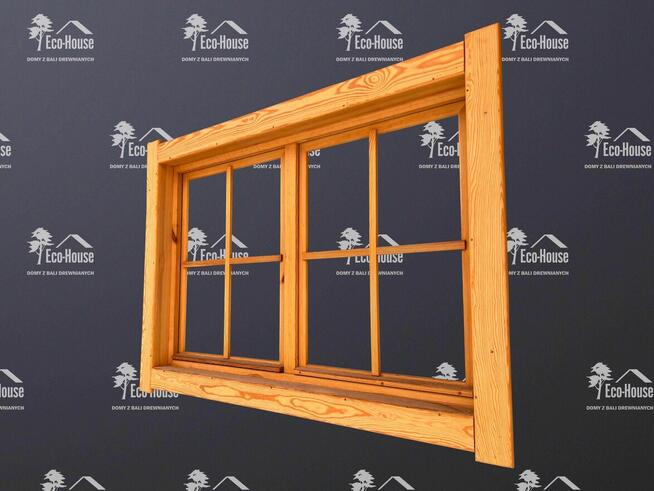 Okno Drewniane 100x80 cm Stałe Dwudzielne ze Szprosem i Opaską