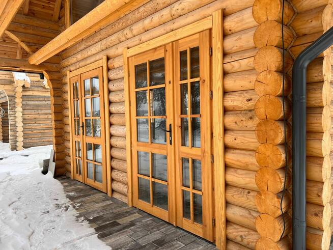 Drzwi drewniane tarasowe 140x200 NA ZAMÓWIENIE do domu z bali