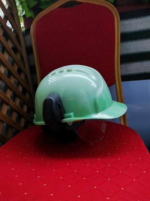 Kask Budowlany Ochronny Nauszniki Słuchawki Okulary ochronne