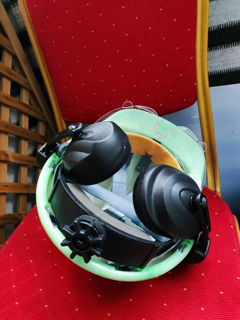 Kask Budowlany Ochronny Nauszniki Słuchawki Okulary ochronne