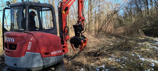 GŁOWICA ŚCINKOWA wycinanie drzew krzaków koparka Volvo SANY