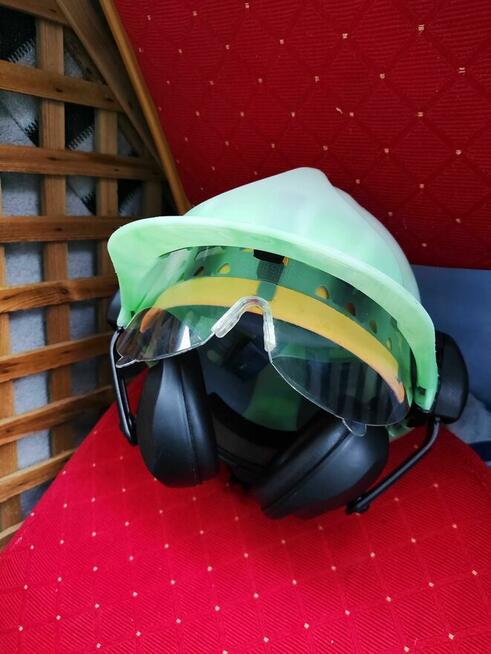 Kask Budowlany Ochronny Nauszniki Słuchawki Okulary ochronne