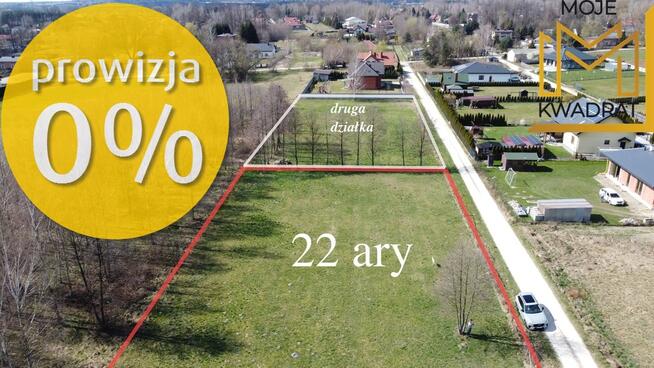 Duża działka Zawady 22 ary - media w drodze