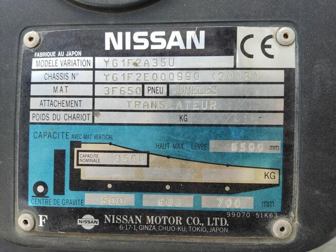 Wózek widłowy Nissan YG1F2A35U 45 000 netto