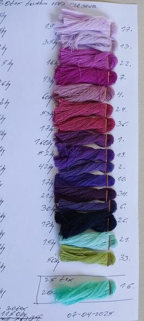 Sprzedam przędze dziewiarską bawełna 100 %, czesana, 30 tex