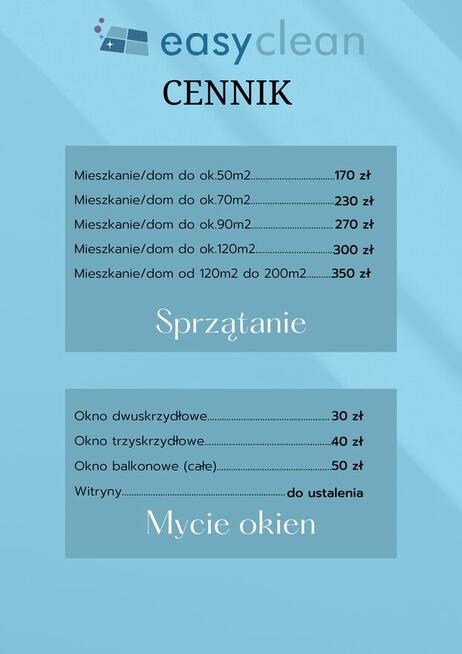 Sprzątanie mieszkań, biur, lokali usługowych