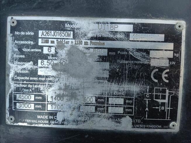 Wózek widłowy Utilev UT18P 36 000 netto