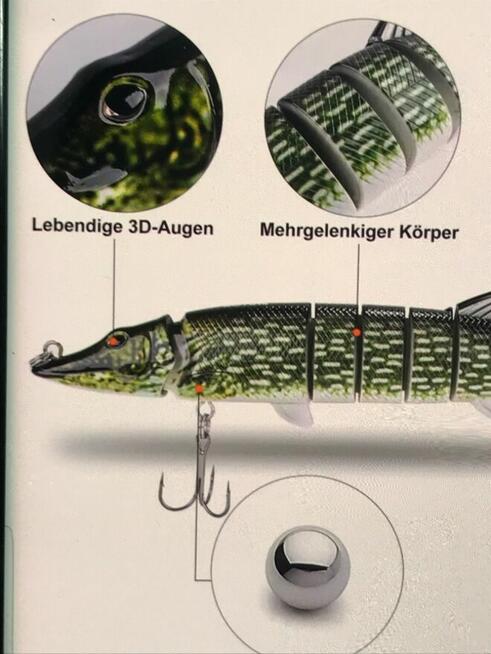 Spinning wobler przegubowy super łowny sandacz szczupak XL