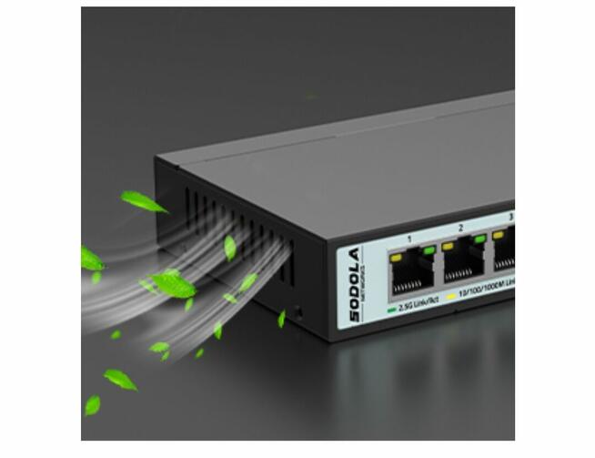 PRZEŁĄCZNIK SIECIOWY CZARNY- 6 PORTÓW FIRMY SODOLA