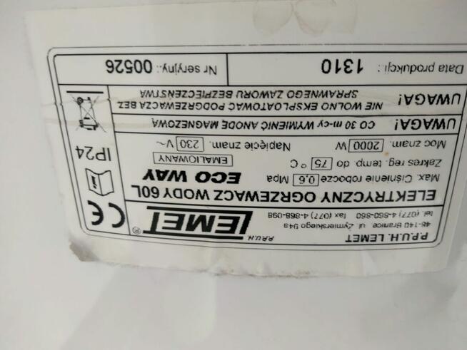 Sprzedam elektryczny ogrzewacz wody LEMET 60 l