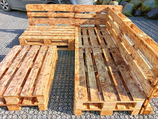Meble paletowe ogrodowe z palet Narożnik + stolik Zestaw