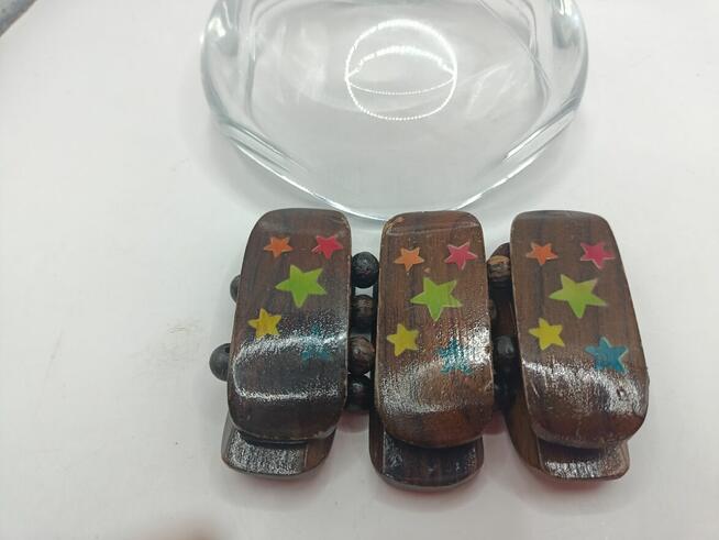 Biżuteria drewniana szeroka bransoletka na gumce